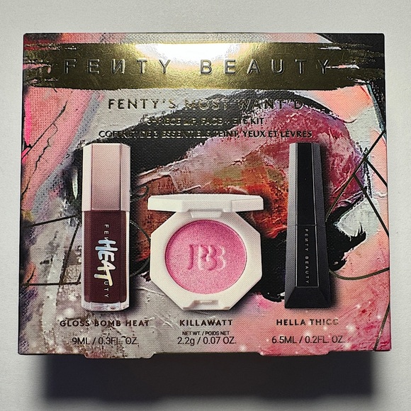 3pc Fenty Most Want'd 2024 Holiday Set Hot Chocolit Gloss Mascara Highlighter